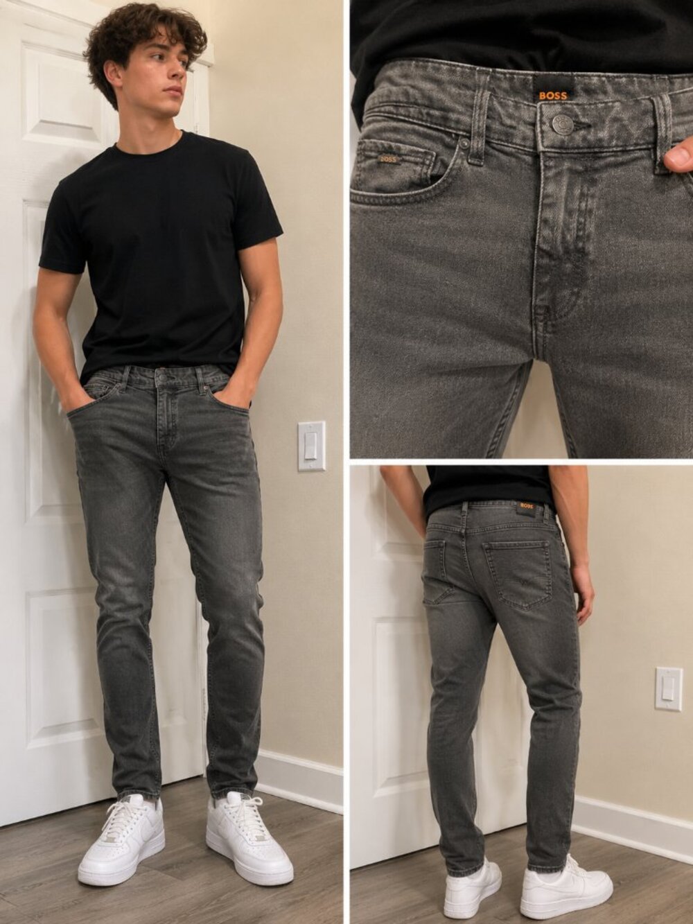 HUGO BOSS Delano Slim Tapered Jeans – Men's Size 30x34 – Gray Wash